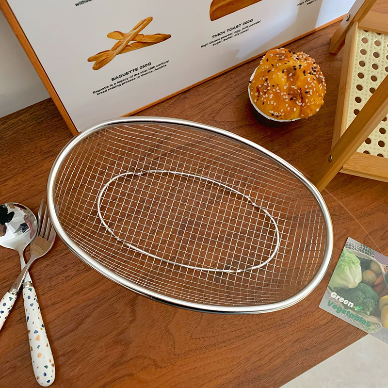 Rổ Lưới Bầu Dục To - Rổ Lưới Inox Rửa Đựng Hoa Quả 31x22.5x7cm 6 Rổ Lưới Bầu Dục To - Rổ Lưới Inox Rửa Đựng Hoa Quả 31x22.5x7cm