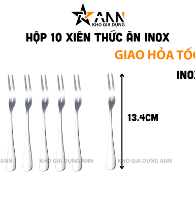 Hộp 10 Xiên Thức Ăn Inox - Nĩa Xiên Hoa Quả Mứt 13.4cm - XTA01