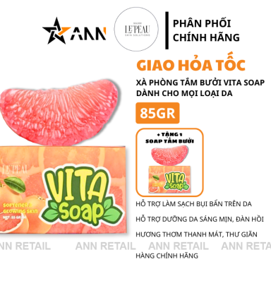 Xà Bông Rửa Mặt Trắng Da Bưởi Vita Soap 85g Le Peau - Combo 2 (1 Bưởi + Tặng 1 Bưởi) - XBTTBB