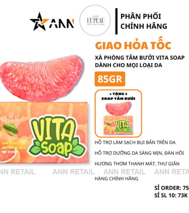 Xà Bông Rửa Mặt Trắng Da Bưởi Vita Soap 85g Le Peau - Combo 2 (1 Bưởi + Tặng 1 Bưởi) - XBTTBB