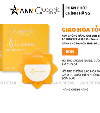 Kem Chống Nắng Queenie Skin SPF50 PA+++ Dành Cho Da Hỗn Hợp Và Dầu 60g - 8938513314586
