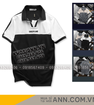 Áo Thun Cổ Bẻ Phối Màu Và Thêu Chữ Discipline (Có Size 3XL) - CS246