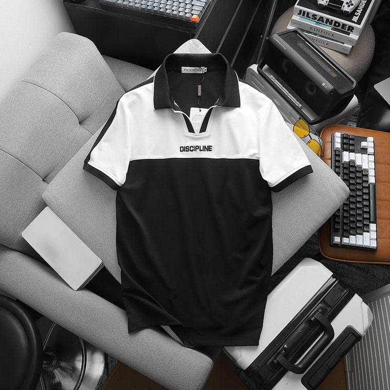 26122_z6353623485269-dd719b2e138871af55a7b88e84f312db_20250228153610-1.jpg Áo Thun Cổ Bẻ Phối Màu Và Thêu Chữ Discipline (Có Size 3XL) - CS246