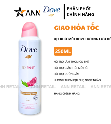 Xịt Khử Mùi Dove Hương Lựu Đỏ 250ml - Hương Thơm Ngọt Ngào Dịu Nhẹ - 8711600786257