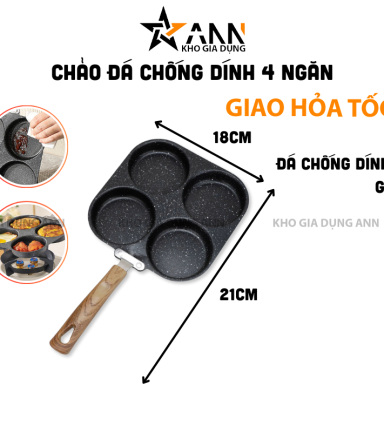 Chảo 4 Ngăn Xài Được Tất Cả Loại Bếp - Chảo Đá Chống Dính Cao Cấp 21x18cm - C4NCD01