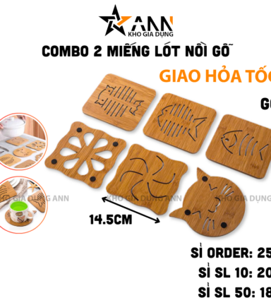 Combo 2 Miếng Lót Nồi Gỗ Cao Cấp - Đế Lót Nồi 14.5cm - MLNBG01