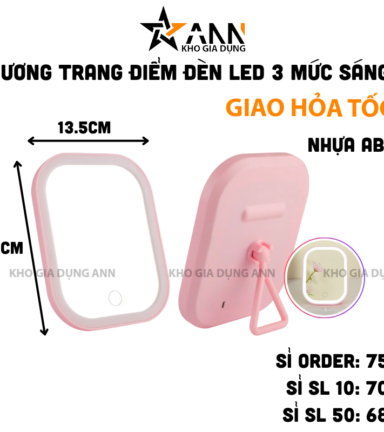 Gương Đèn Led Để Bàn - Giương Trang Điểm Để Bàn Cao Cấp 13.5x18cm - GDB02