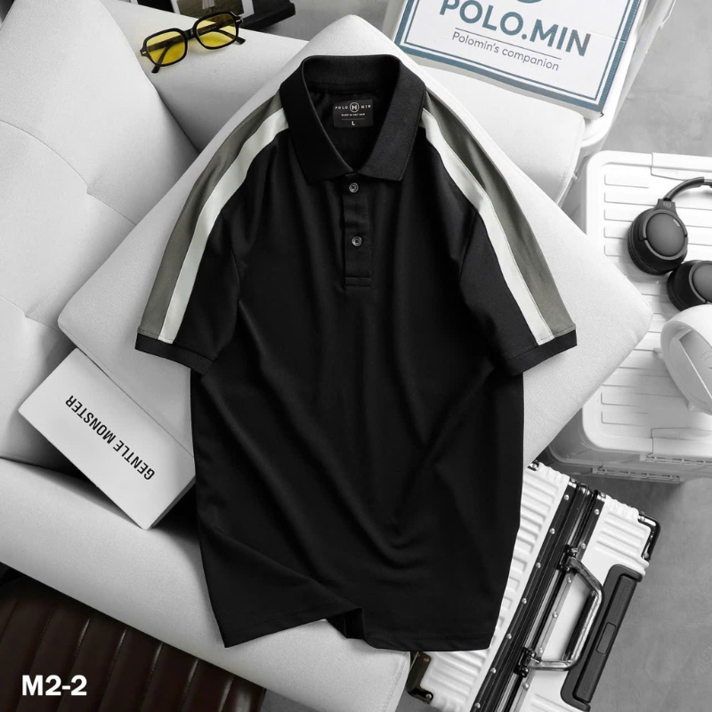 26168_26_20250325170317-1.png Áo Thun Nam Cổ Bẻ Phối Sọc Tay Áo (Có Size 3XL) - CS248