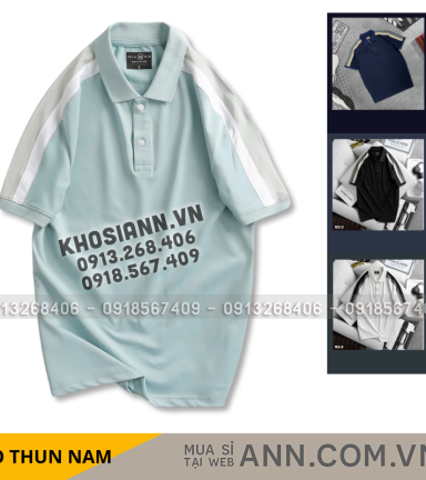 Áo Thun Nam Cổ Bẻ Phối Sọc Tay Áo (Có Size 3XL) - CS248