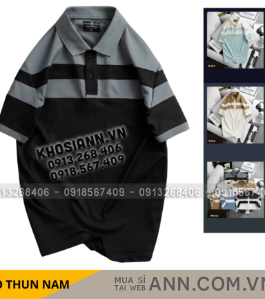 Áo Thun Nam Cổ Bẻ Sọc Ngang Phối Màu Trẻ Trung (Có Size 3XL) - CS251