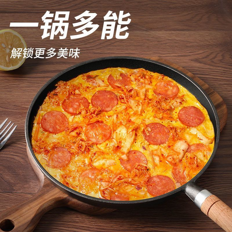 Chảo Gang Tròn Nguyên Khối Cán Gỗ Cao Cấp 20cm 9 Chảo Gang Tròn Nguyên Khối Cán Gỗ Cao Cấp 20cm