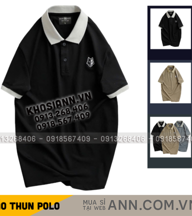 Áo Thun Nam Cổ Bẻ Thêu Logo Hình Con Sói Và Viền Bo Tay Áo (Có Size 3XL) - CS259