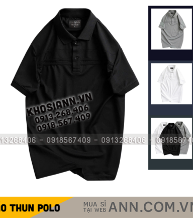 Áo Thun Nam Cổ Bẻ Thêu Logo Hình Con Sói Và Viền Bo Tay Áo Bền Đẹp (Có Size 3XL) - CS262