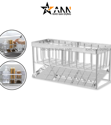 Kệ Đựng Đồ Rửa Chén Bát Chia Ngăn Có Khay Hứng Nước Nghiêng 18x8x10cm - KDDRC01