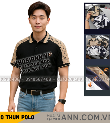 Áo Thun Nam Cổ Bẻ Thêu Logo Trước Ngực & Phối Họa Tiết Chữ G (Có Size 3xl) - CS268