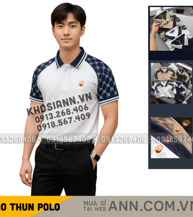 Áo Thun Nam Cổ Bẻ Thêu Logo Trước Ngực & Phối Họa Tiết Chữ G (Có Size 3xl) - CS268