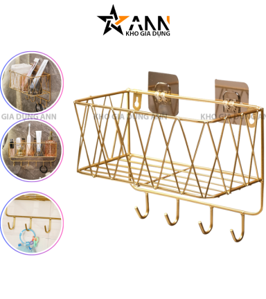 Kệ Sắt Treo Tường Đa Năng Để Đồ, Trang Trí Nhà Cửa Có Móc Cao Cấp - KSTT01