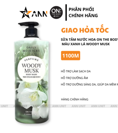 Sữa Tắm Nước Hoa On The Body Màu Xanh Lá Woody Musk 1100ml Cao Cấp - 8801512991038