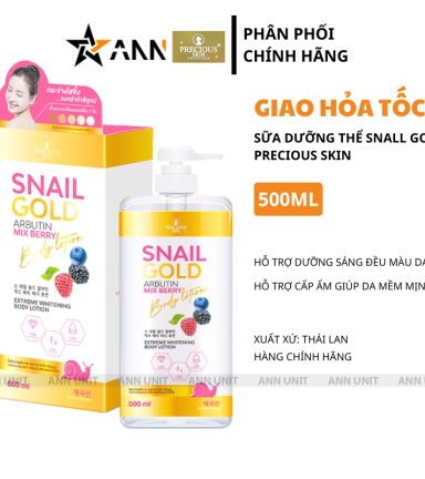 Sữa Dưỡng Thể Precious Skin Thái Lan Snail Gold Arbutin Mixed Berry Hỗ Trợ Dưỡng Sáng Da 500ml - 8859690410833