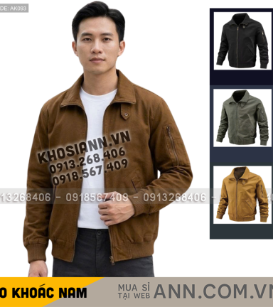 Áo Khoác Kaki Dày Lót Dù Nam Cổ Bẻ Có Túi Trong Cao Cấp Big Size - AK093