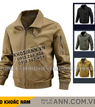 Áo Khoác Kaki Dày Lót Dù Nam Cổ Bẻ Có Túi Trong Cao Cấp Big Size - AK093