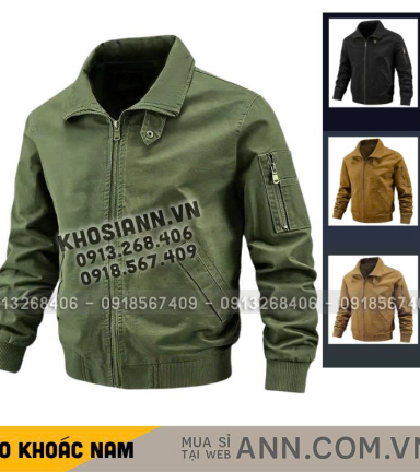 Áo Khoác Kaki Dày Lót Dù Nam Cổ Bẻ Có Túi Trong Cao Cấp Big Size - AK093