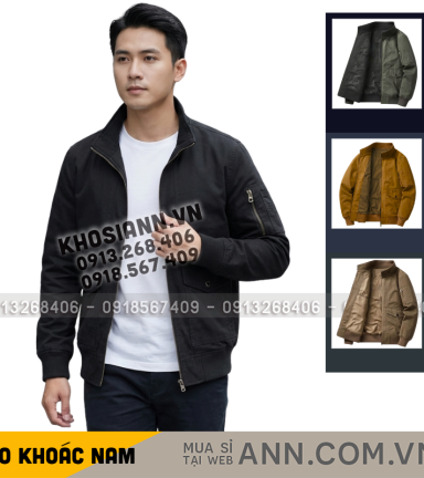 Áo Khoác Kaki Dày Lót Dù Nam Cổ Trụ Có Túi Trong Cao Cấp Big Size - AK094