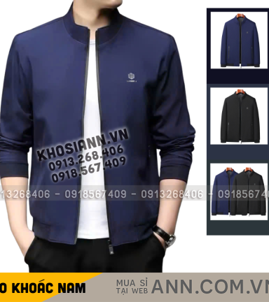 ANN SHOP 45 Áo Khoác Dù Nam Cổ Trụ Trong Lót Dù Sọc Có Túi Trong Cao Cấp - AK095