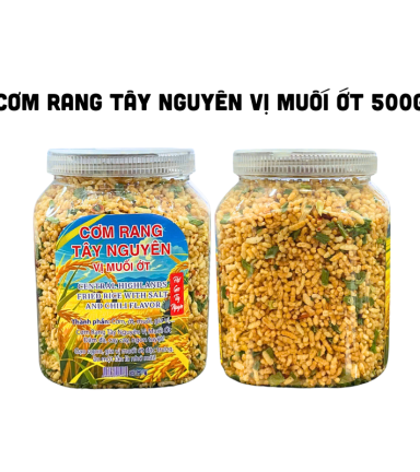 Cơm Rang Tây Nguyên Vị Muối Ớt Thơm Ngon Hộp 500g - CRTNH500G
