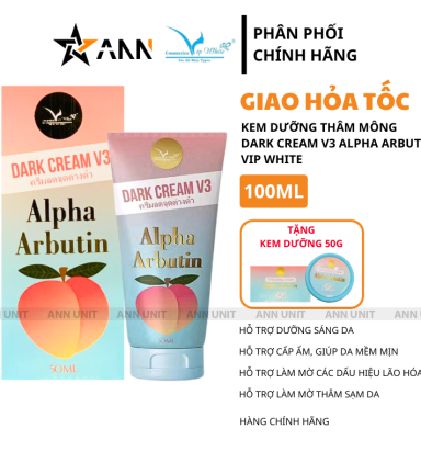 Kem Body Hỗ Trợ Dưỡng Sáng Giảm Thâm Da Mông Dark Cream V3 Alpha Arbutin Vip White 50ml & Tặng Hộp 15g Chính Hãng - 8938521762652