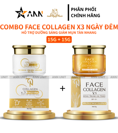 Combo Kem Face Ngày Đêm Collagen X3 TN Đông Trùng Hạ Thảo Mỹ Phẩm Đông Anh 15g - CBFACEX3MOI