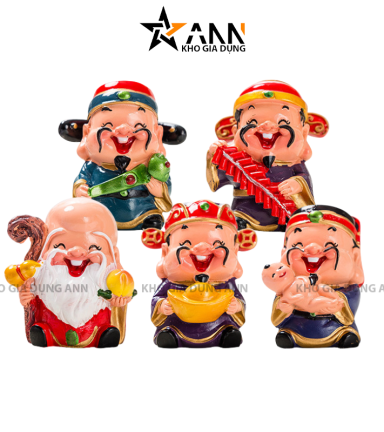 Bộ Tượng Ngũ Phúc Mini - Phúc - Lộc - Thọ - Tài - Hỷ - Tượng Phong Thủy Trang Trí Xe 5x7cm - BTPT01
