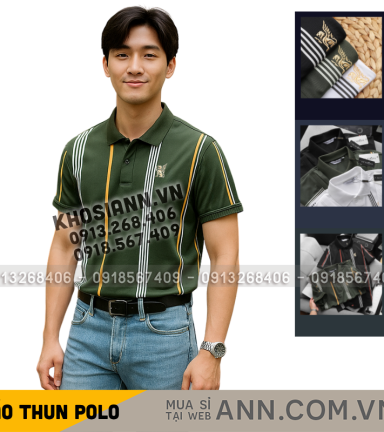 Áo Thun Polo Nam Cổ Bẻ Phối Sọc Và Thêu Logo Trước Ngực Bền Đẹp Có Big Size - CS272