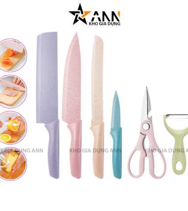 Bộ 6 Dao Everich Kháng Khuẩn Làm Từ Lúa Mạch - Bộ Dao Gọt Rau Củ Quả Cao Cấp - BDAO01