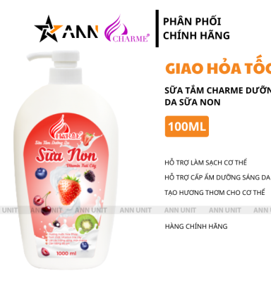 Sữa Tắm Charme Sữa Non Vitamin Trái Cây Hỗ Trợ Cấp Ẩm Dưỡng Sáng Da 1000ml - 8936194699053