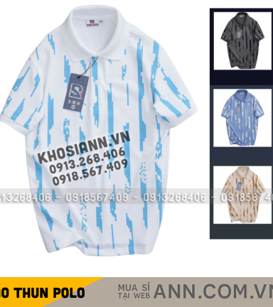 ANN SHOP 35 Áo Thun Polo Nam - Áo Thun Nam Cổ Bẻ In Họa Tiết Sọc Bền Đẹp Có Big Size - CS275