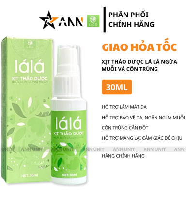 Xịt Thảo Dược Lá Lá 30ml Hỗ Trợ Bảo Vệ Da Xua Đuổi Muỗi Và Côn Trùng - XCCTLALA30ML