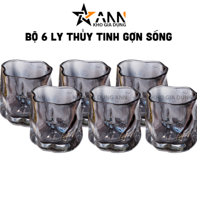 Bộ 6 Cốc Thuỷ Tinh Gợn Sóng - B6CTT