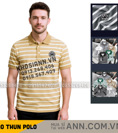 Áo Thun Polo Nam - Áo Thun Nam Phối Sọc Thêu Logo Trước Ngực Trẻ Trung Bigsize - CS278