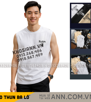 Áo Thun Ba Lỗ - Áo Sát Nách In Chữ ACADEMY NYC Trước Ngực Có Big Size - AB534