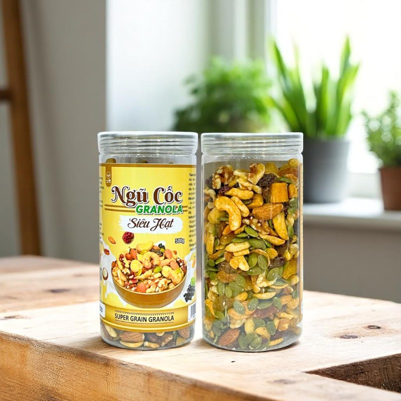 Ngũ Cốc Granola Siêu Hạt Hộp 500g Thơm Ngon 5 Ngũ Cốc Granola Siêu Hạt Hộp 500g Thơm Ngon