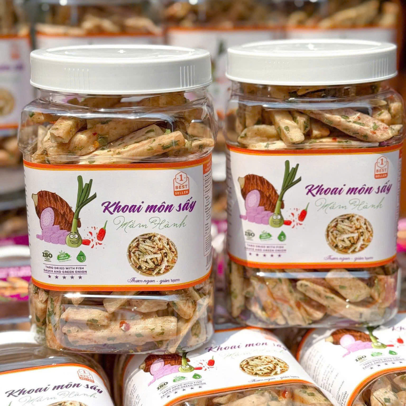 Khoai Môn Sấy Mắm Hành Thơm Ngon Hộp 500g 6 Khoai Môn Sấy Mắm Hành Thơm Ngon Hộp 500g