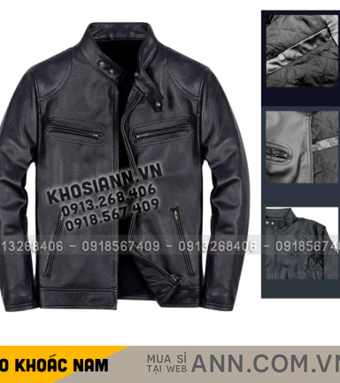 Áo Khoác Da Nam Cổ Trụ Lót Vải Mềm Cao Cấp Có Big Size - AK096