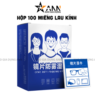 Hộp 100 Khăn Lau Kính Xanh - Hộp 12X16 Cm - KLK02