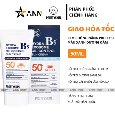 Kem Chống Nắng B5 PrettySkin 50ml Màu Xanh Dương Đậm - Hỗ Trợ Chống Nắng Dưỡng Sáng Cải Thiện Lão Hóa Da - 8800248332916