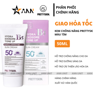 Kem Chống Nắng B5 PrettySkin 50ml Màu Tím - Hỗ Trợ Chống Nắng Dưỡng Sáng Cải Thiện Lão Hóa Da - 8800248332923