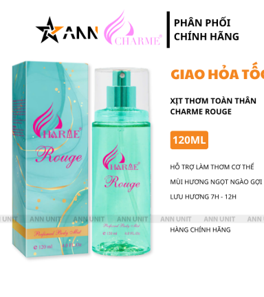 Xịt Thơm Body Charme Rouge 120ml - Xịt Thơm Toàn Thân Hương Thơm Ngọt Ngào Gơi Cảm [Tặng Túi Giấy Charme] - 8936194690258