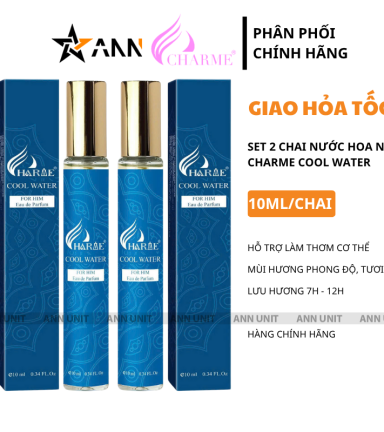 Set 2 Chai Nước Hoa Charme Cool Water 10ml Cho Nam Mùi Thơm Phong Độ Tươi Mát - 8936194698940