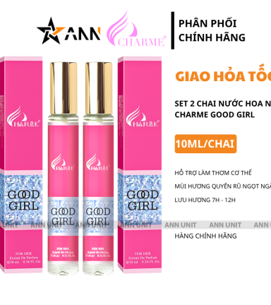 Set 2 Chai Nước Hoa Charme Good Girl 10ml Cho Nữ Mùi Thơm Quyến Rũ Ngọt Ngào - 8936194698988
