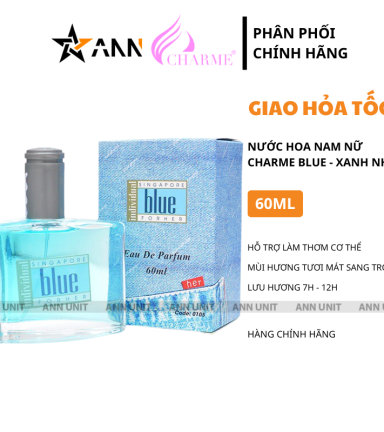 Nước Hoa Charme Nam Nữ Blue Nhạt 60ml Hương Thơm Tươi Mát Sang Trọng - 8885013690026